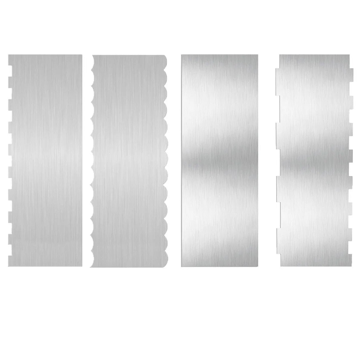 Stainless steel cream scraper with polygon cake pattern designs for cake decorating