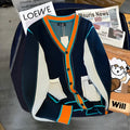 Men's black knitted cardigan with contrast colour stitching, long sleeves, autumnal layering coat