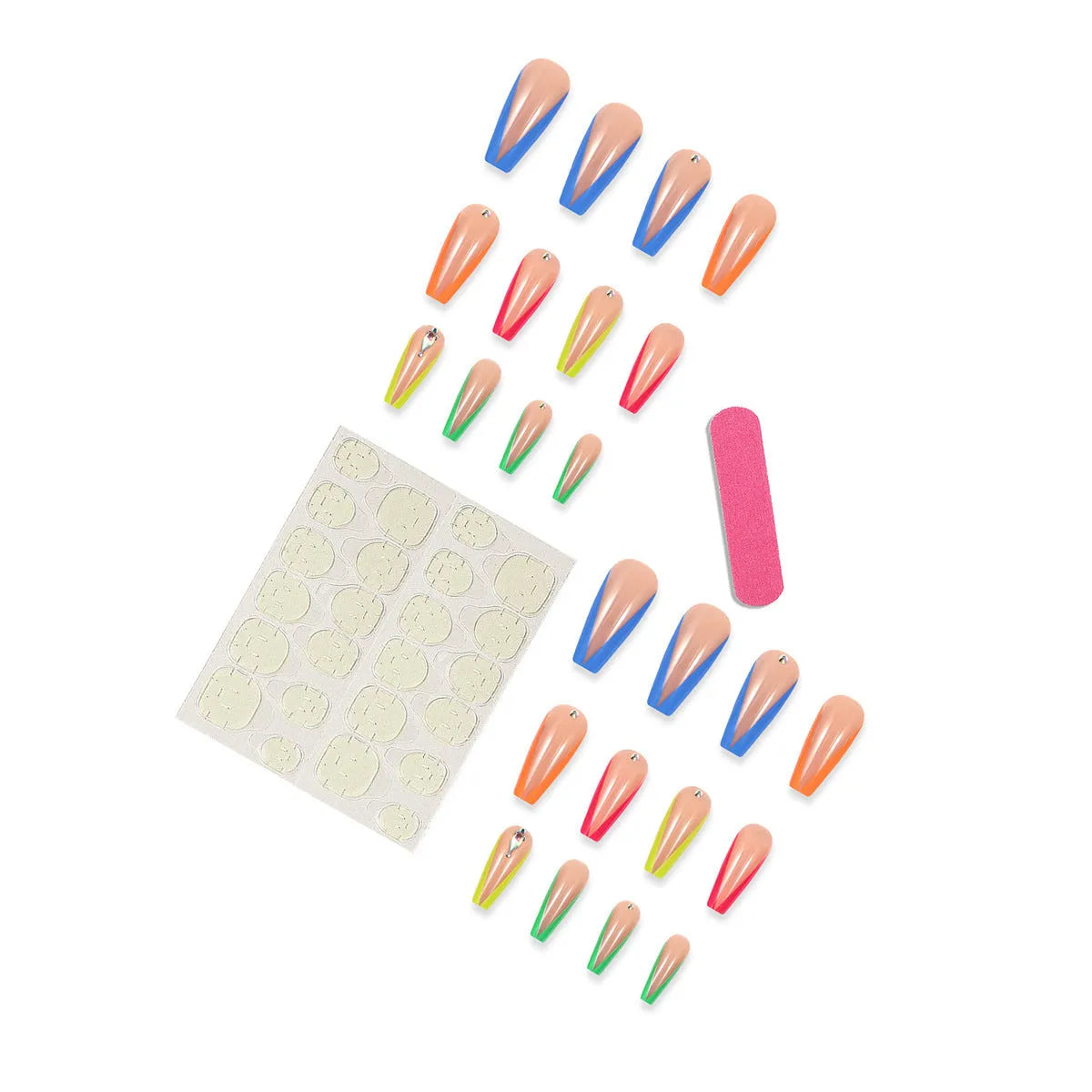 Detachable artificial nail tips in BKS3037 diamond colour French design with cartoon love cross heart patterns.