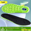 Green PU sports insole with air cushion shock absorption and argy wormwood material.