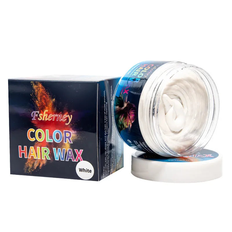 Pot of 120g hair styling clay in one of nine colours like blue, red, or granny grey.