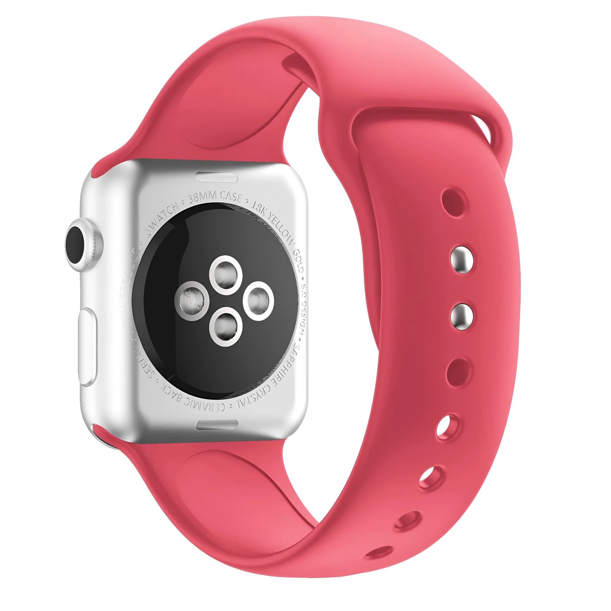 Double nail silicone watch strap in 14 colours, 38/40/41mm and 42/44/45mm, with straight buckle