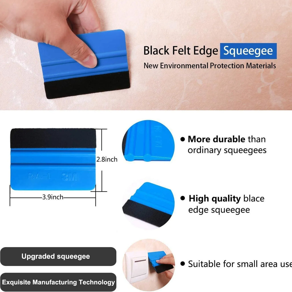 Plastic car film smoothing tool set with 10 pieces for automotive wrap and vinyl application.