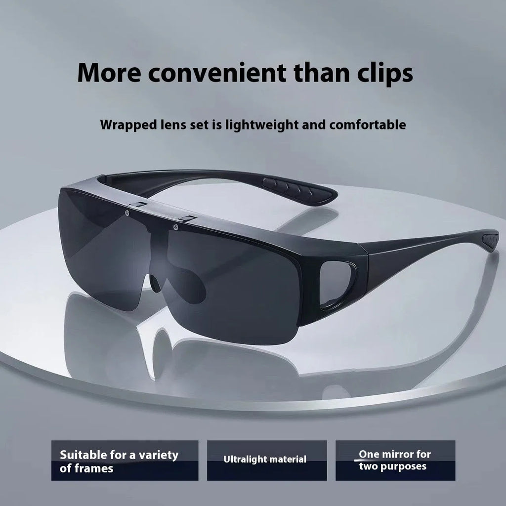 One-piece polarised myopia sunglasses with interchangeable lenses for cycling and mountain climbing
