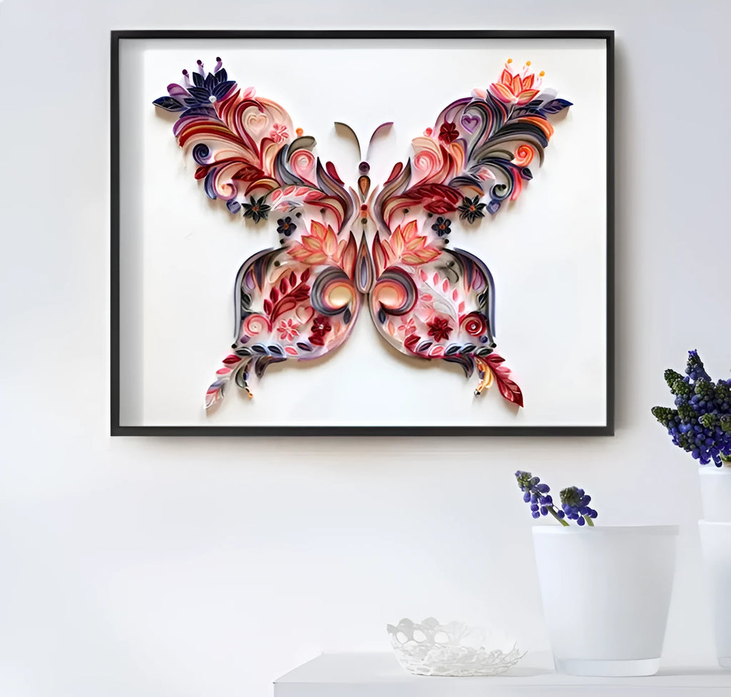 20 inch handmade butterfly quilling illustration material pack with craft paper and tool kit in blue