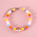 Colourful plastic pet necklace with bead patterns in adjustable XS and S sizes for cats