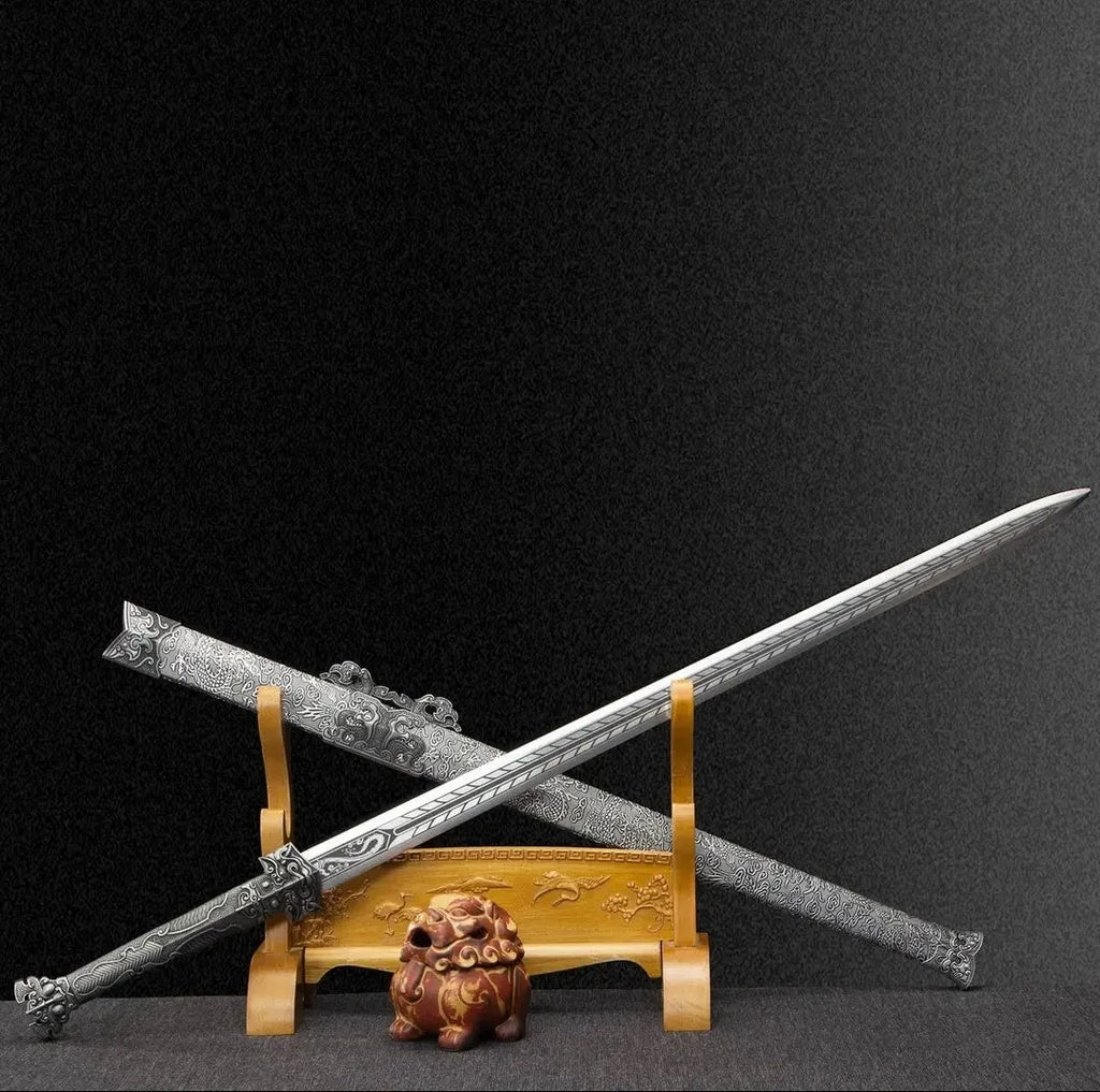 Beast Beak integral sword high manganese steel unsharpened blade 103CM with solid wood leather scabbard