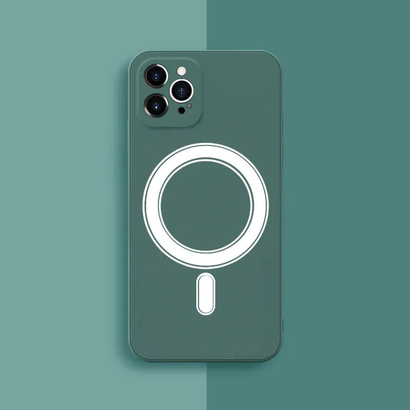 MagSafe magnetic liquid phone case in TPU with Rubik's Cube shell for iPhone 11 and 12.