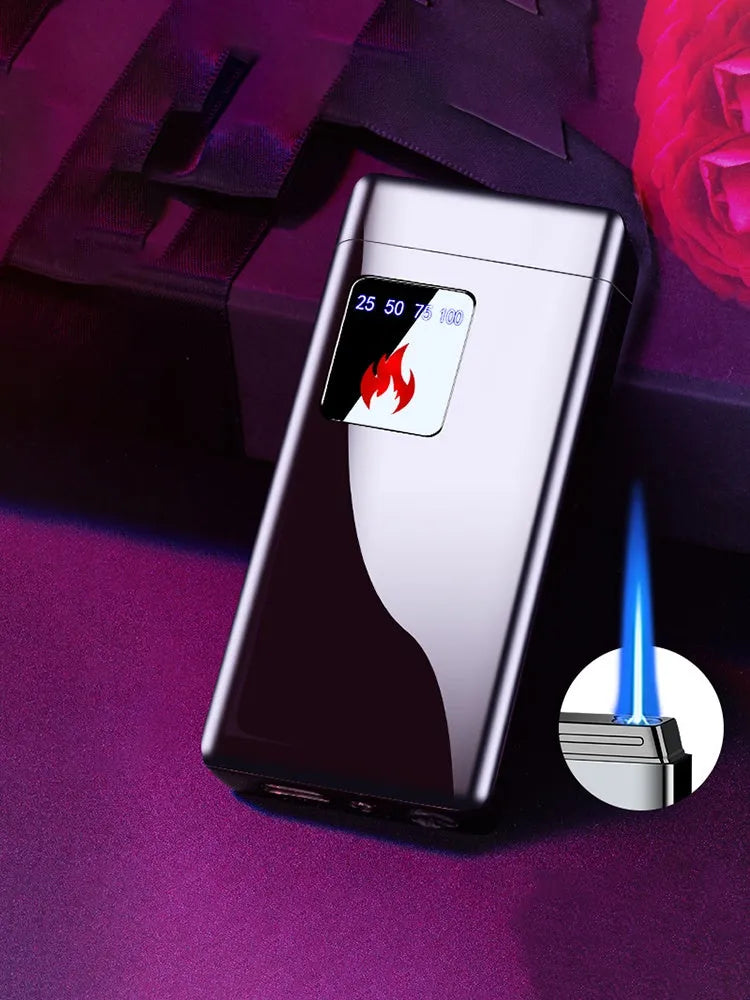 Touch-screen rechargeable electronic lighter with adjustable flame and alloy body