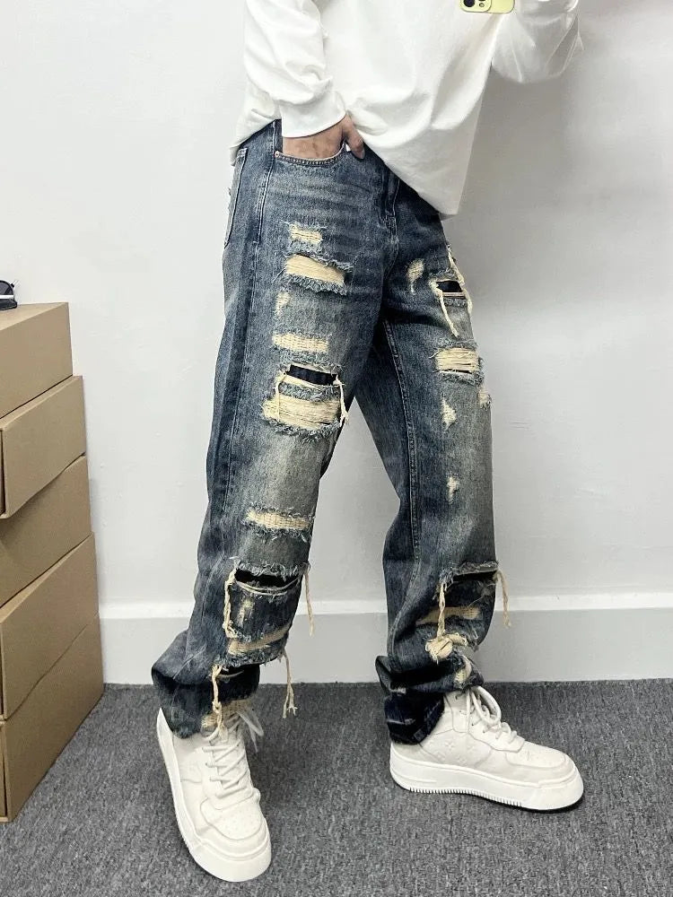 Light blue mid-waist zip-fly cotton denim jeans for teenagers