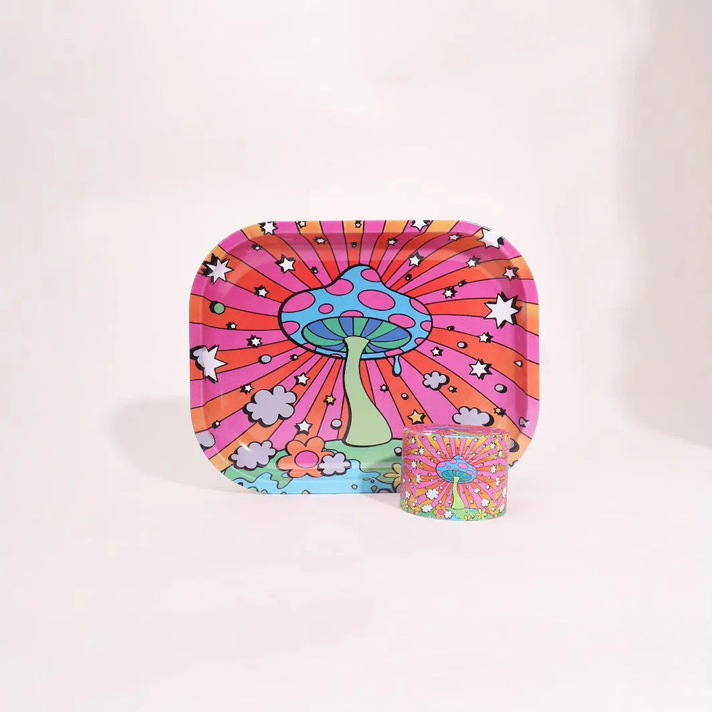 Aluminium alloy four-layer metal cigarette grinder and tray smoking set in Starry Bear colour