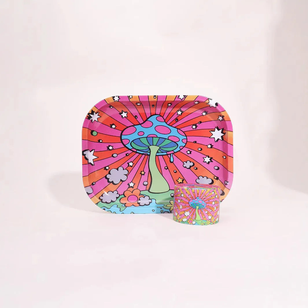 Aluminium alloy four-layer metal cigarette grinder and tray smoking set in Starry Bear colour