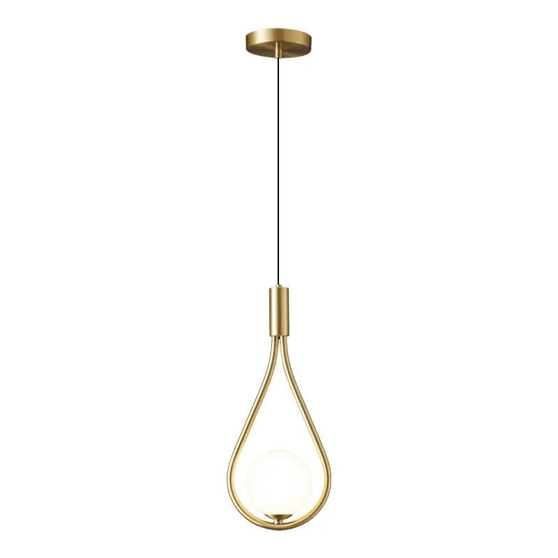 Modern minimalist copper finish bedside chandelier lamp for bedroom lighting
