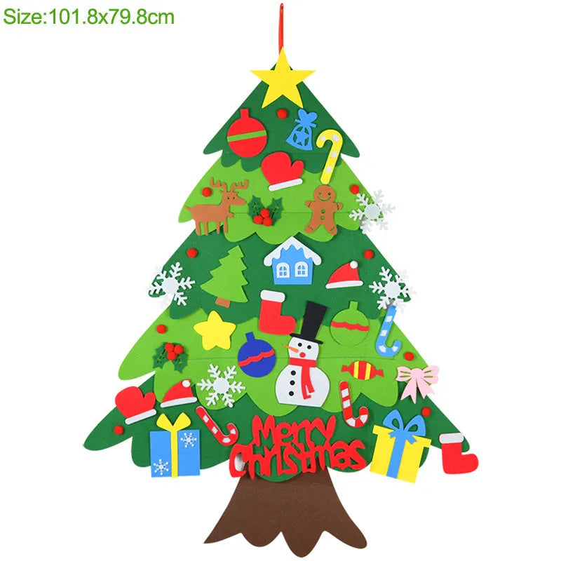 DIY felt Christmas tree ornament set for kids with 110cm width and multi-colour sections