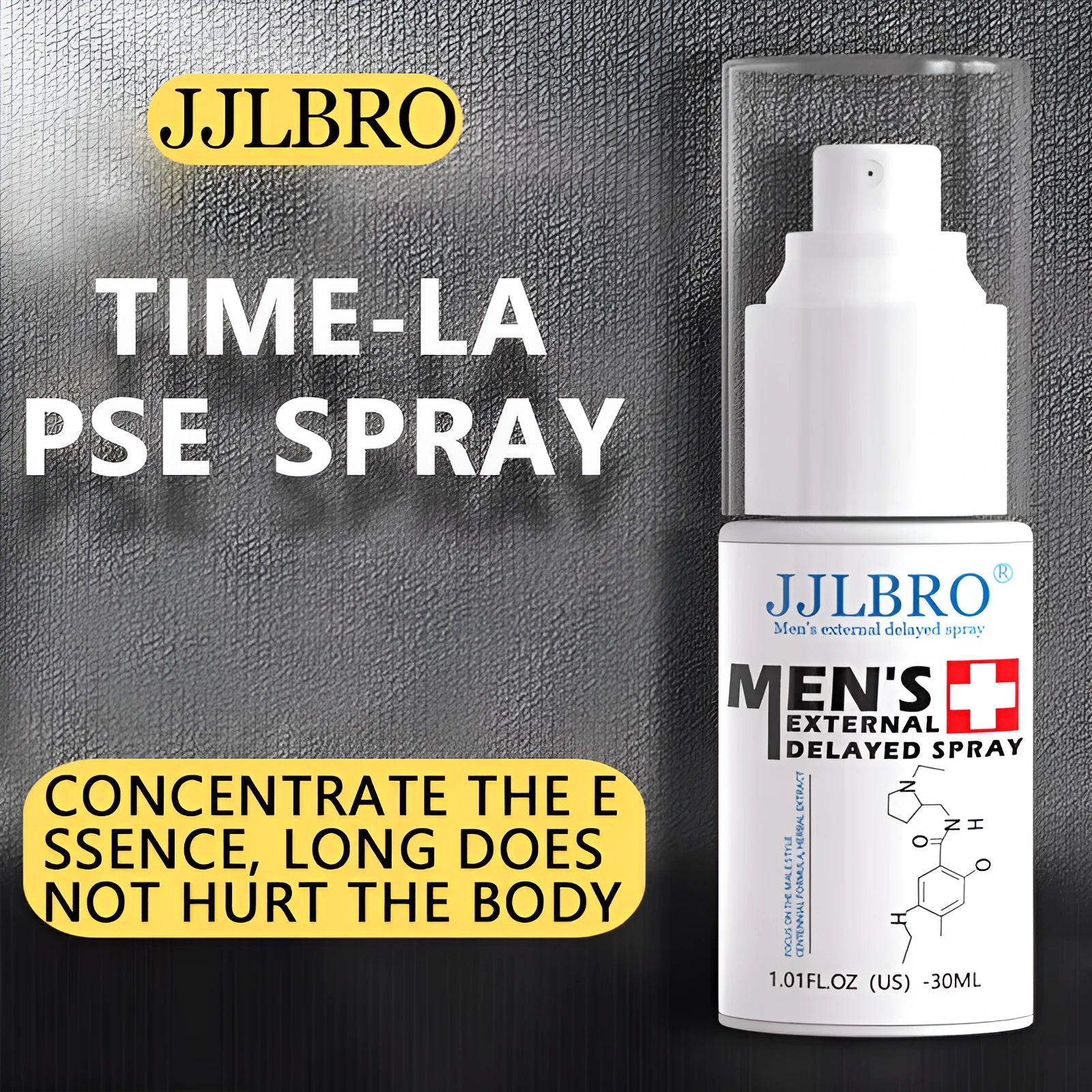 White 30ml delayed spray bottle with plant extract formulation for men's intimate care