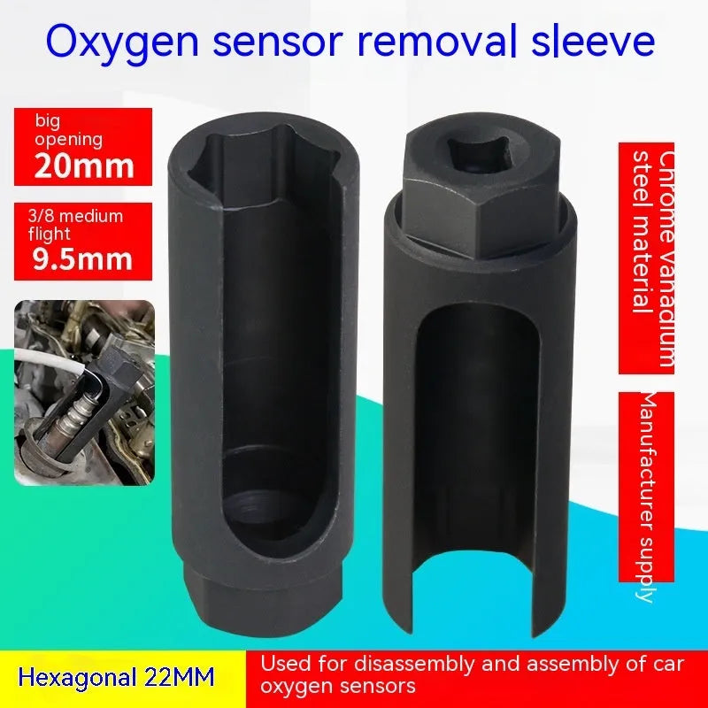 Black chromium vanadium steel oxygen sensor sleeve for 22mm diameter sensors