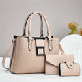 Three-piece textured women's crossbody bag in square vertical shape with weaving detail and single shoulder strap