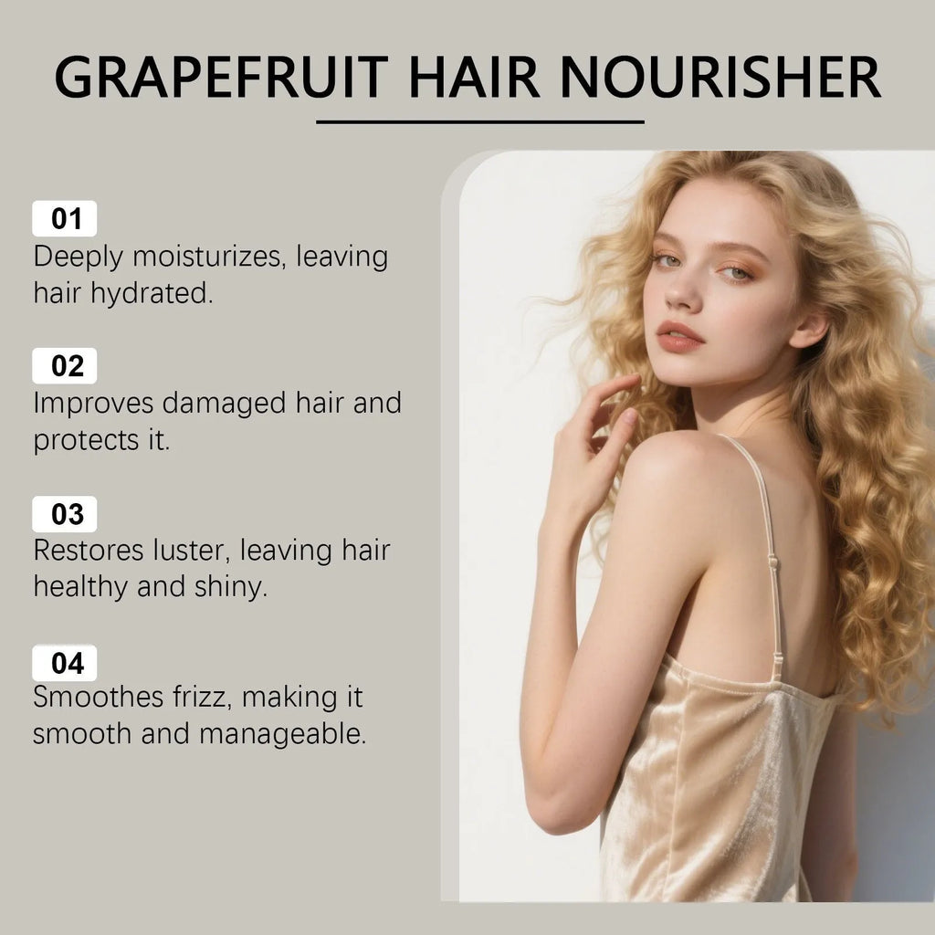 120ml bottle of Grapefruit Hair Conditioner with ginger, grapefruit, and rosemary oils.