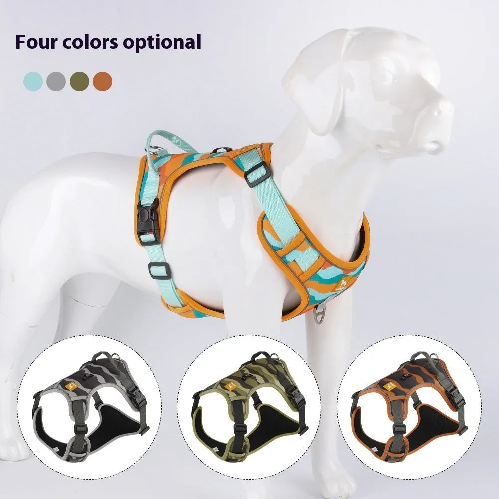 Reflective dog harness with integrated hand holding rope in Oxford cloth material