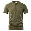 Men's slub cotton casual short sleeve pullover shirt in denim blue colour