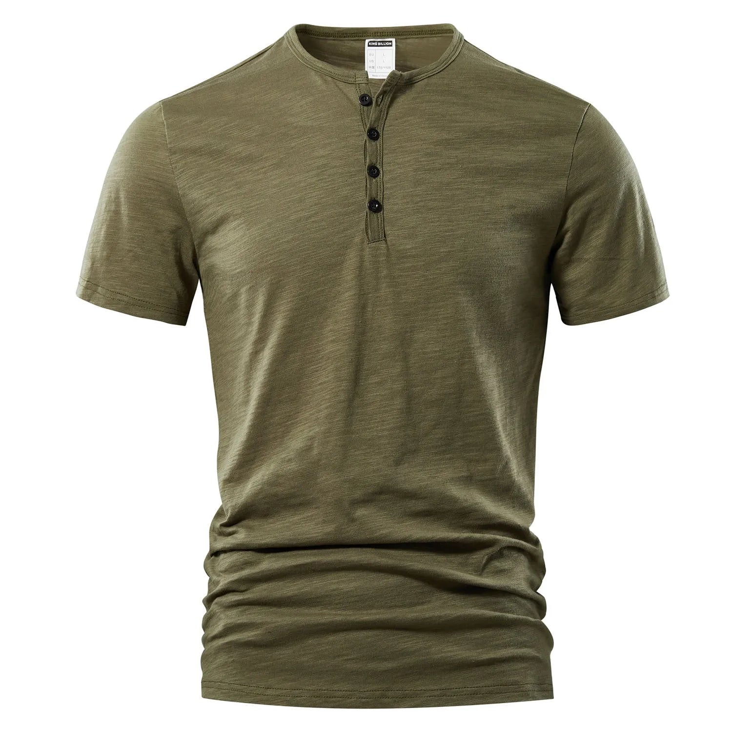 Men's slub cotton casual short sleeve pullover shirt in denim blue colour