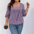 Women's solid colour ribbed V-neck long sleeve top with false skirt detailing in loose fit.