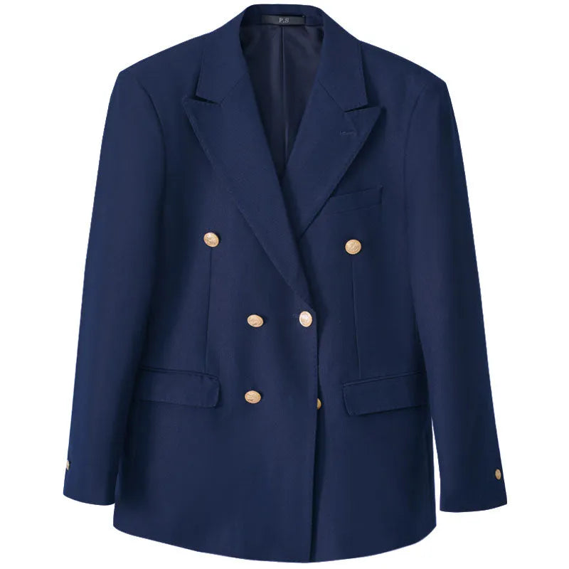 Double breasted suit jacket for men in slim fit, long sleeves, hip collar, available in Khaki, Royal Blue and Black