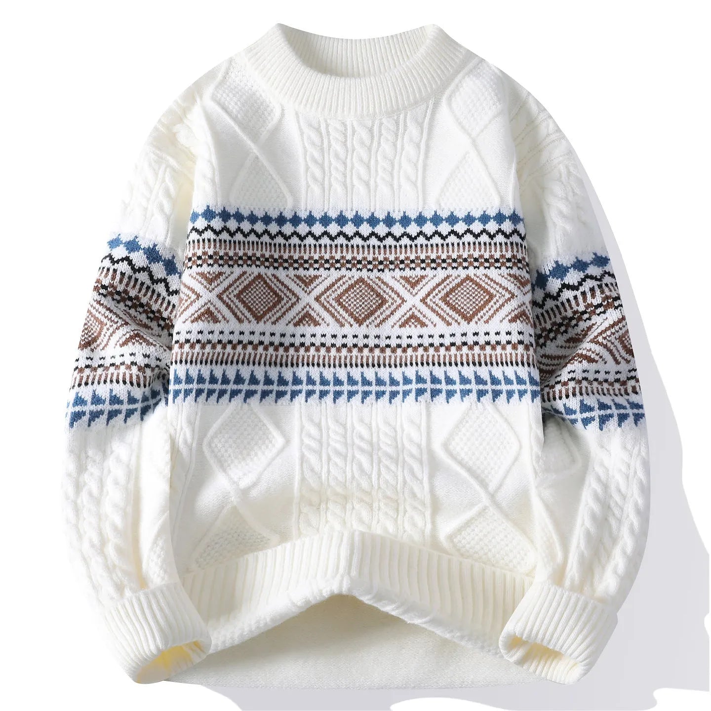 Men's mock neck sweater in beige gray and black, cotton blend, straight fit pullover, sizes M to 4XL