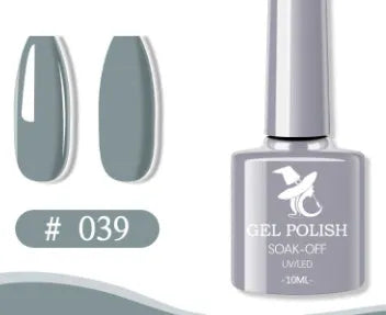 48 colour UV phototherapy plastic gel nail polish set with 7ml bottles in various finishes including glitter and nude shades