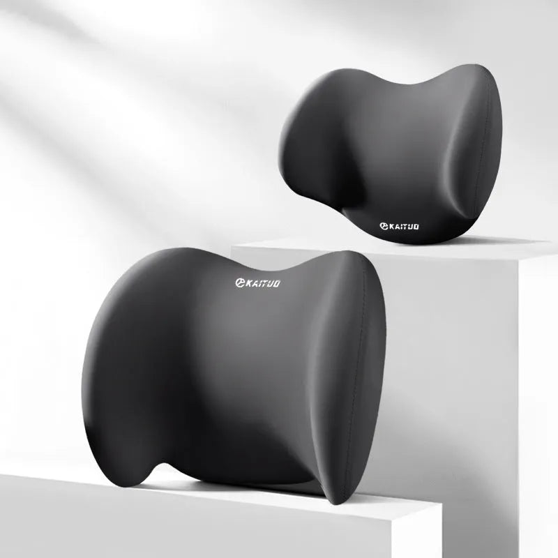 Automotive headrest and lumbar support pillows with geometric pattern in multiple colour options