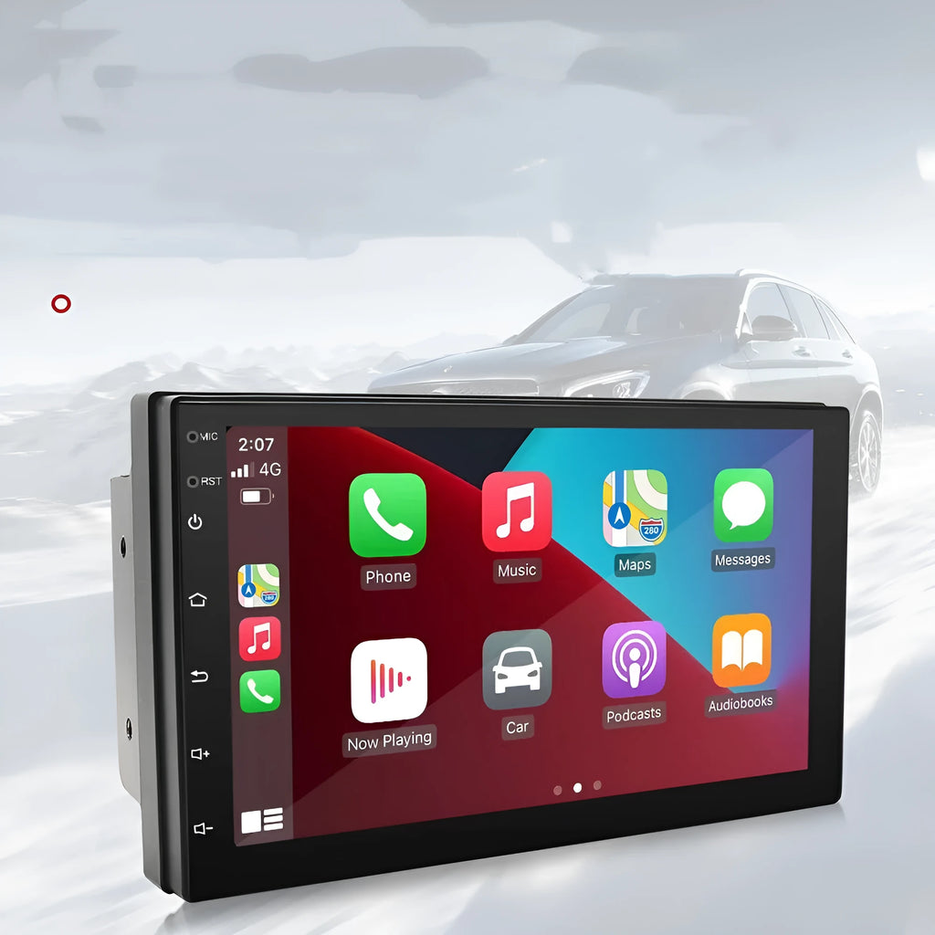 Universal black MP5 player with 7-inch screen for car GPS navigation and CarPlay connectivity