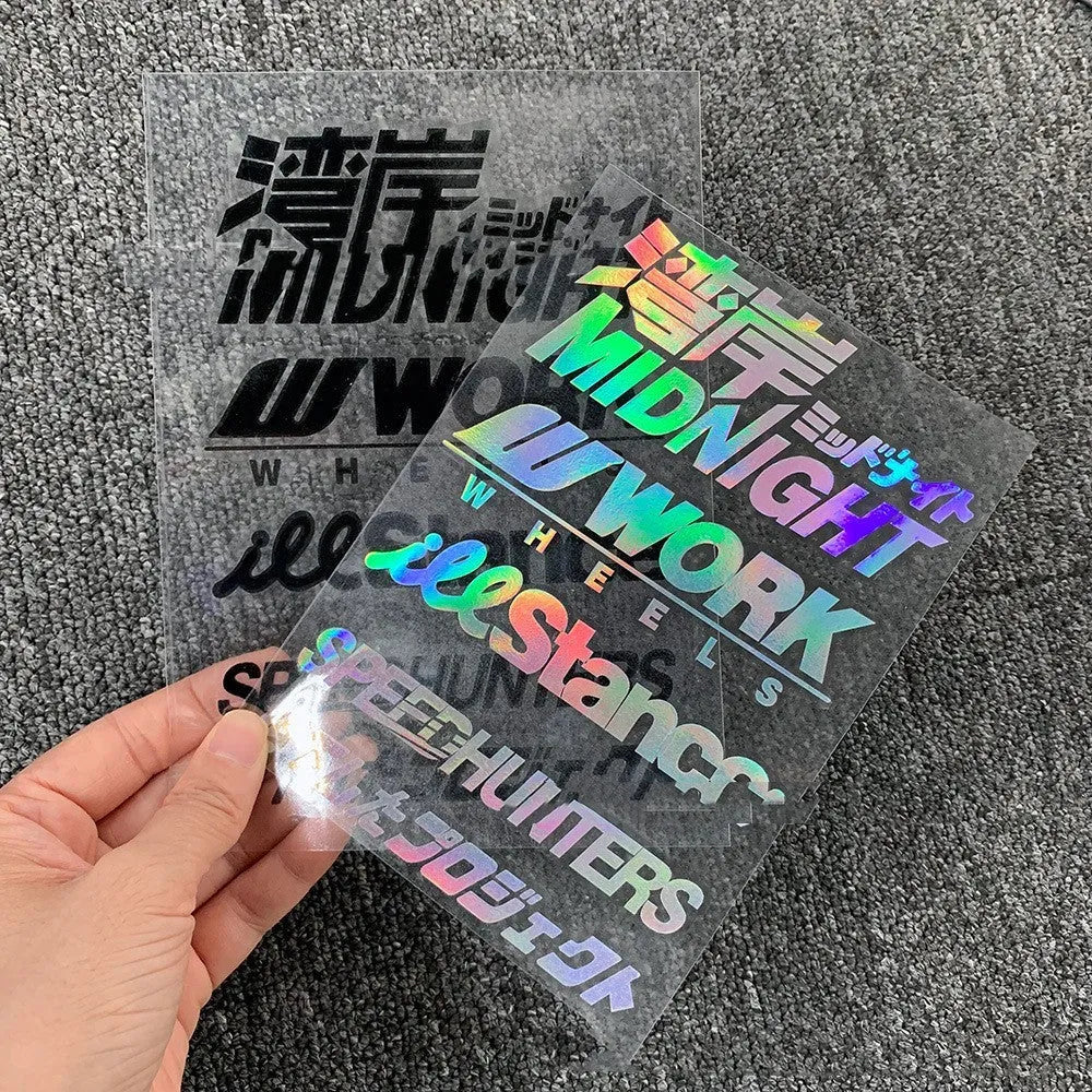 Motorcycle reflective safety sticker measuring 16cm by 11cm in PET material with seven colour options
