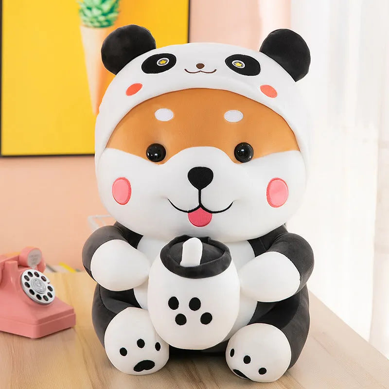 65cm mascot plush toy in pink with four-sided stretch fleece fabric and down cotton filling