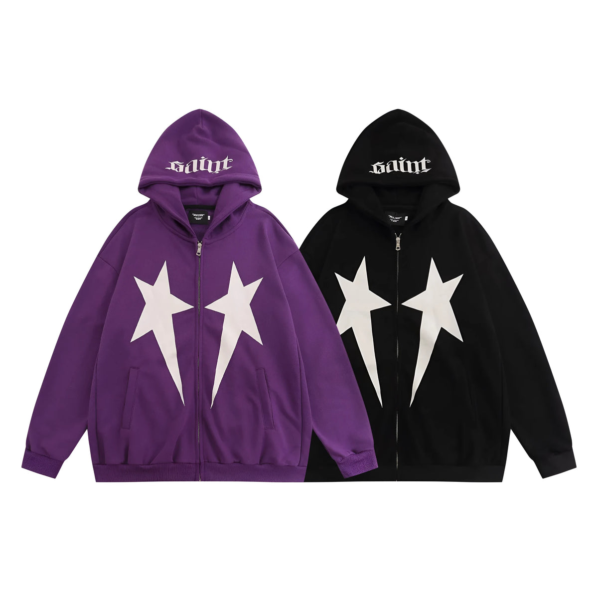 Hip hop printed cotton hoodie for men in black, long sleeve, non-ironing fabric