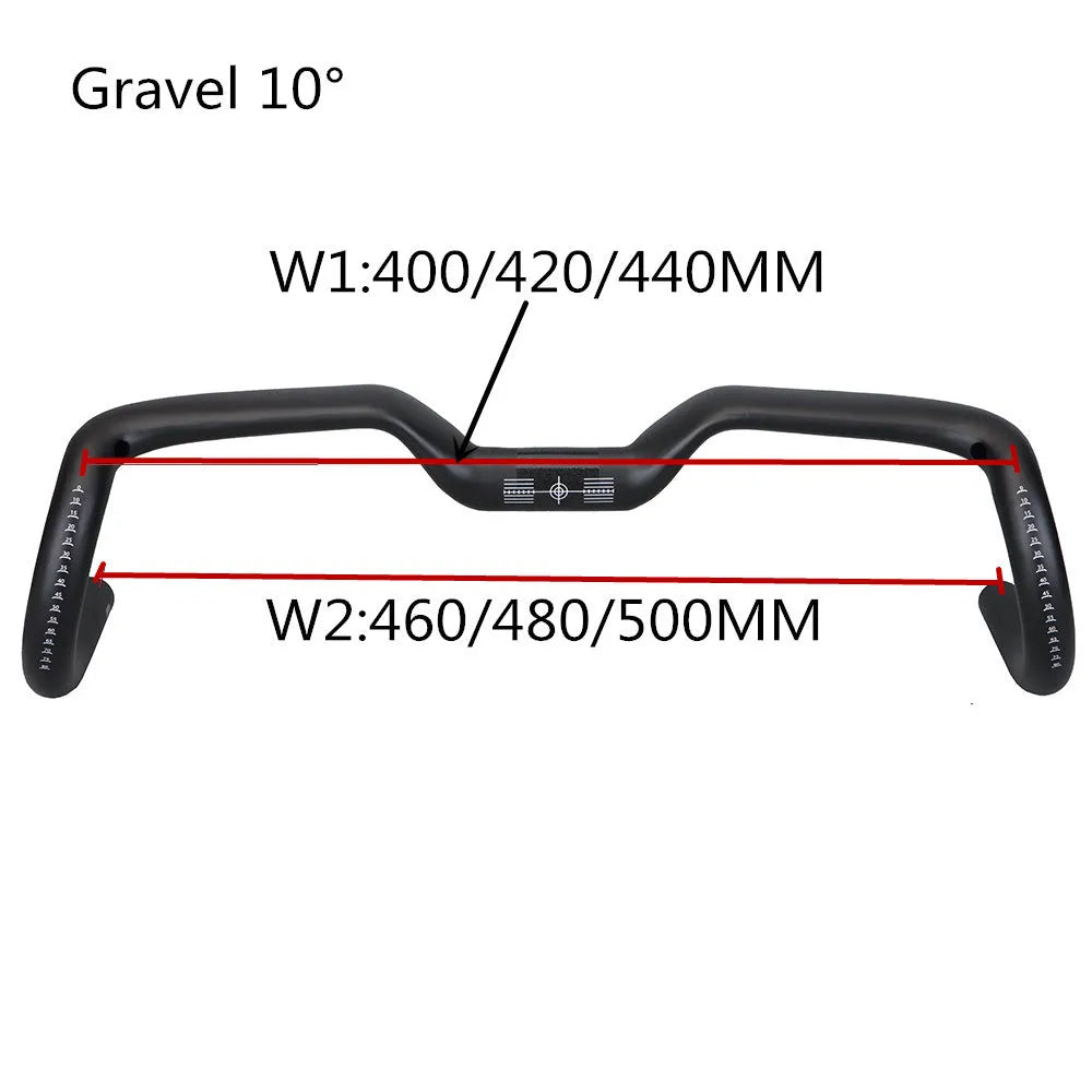 Black carbon fibre bicycle handlebar showing bent shape, with 31.8mm clamp area.