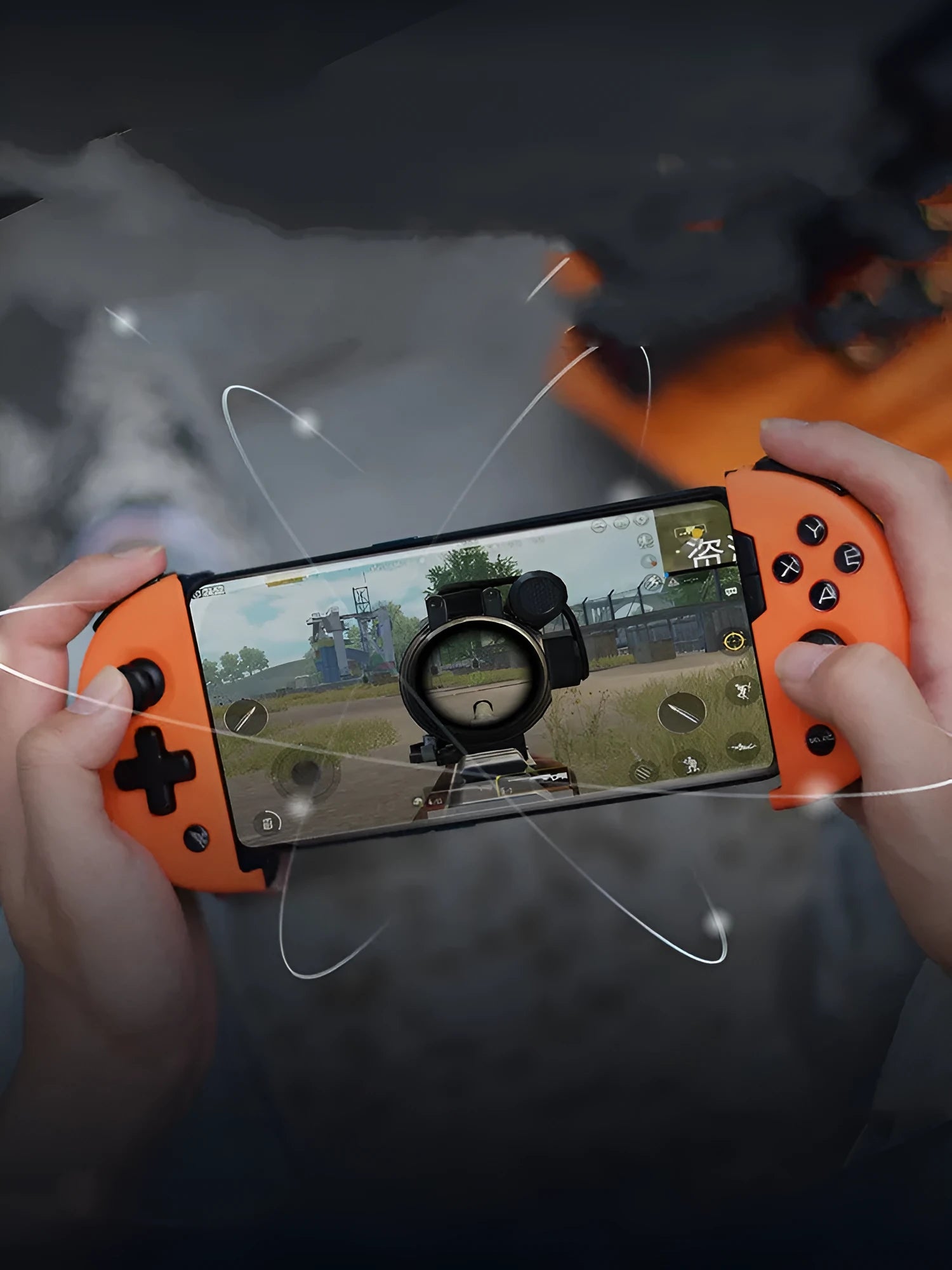 Feizhi Wee2T mobile gaming handle in midnight blue with USB cable and stretchable design
