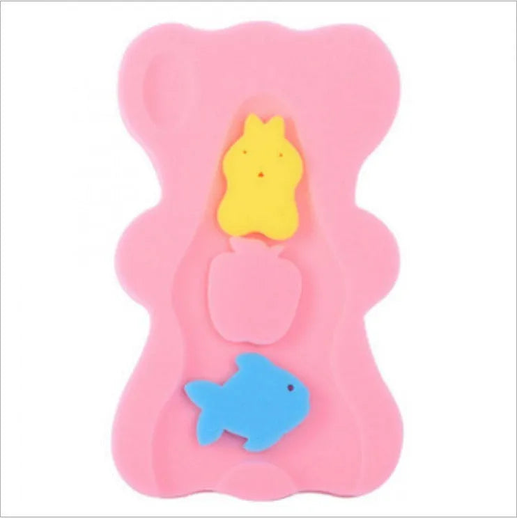 Non-slip baby bath sponge mat in blue, 4.7 cm thick polyurethane cushion for infant pool and tub use