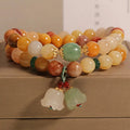 Women's natural jade multi-layer bracelet with orchid-coloured pendant