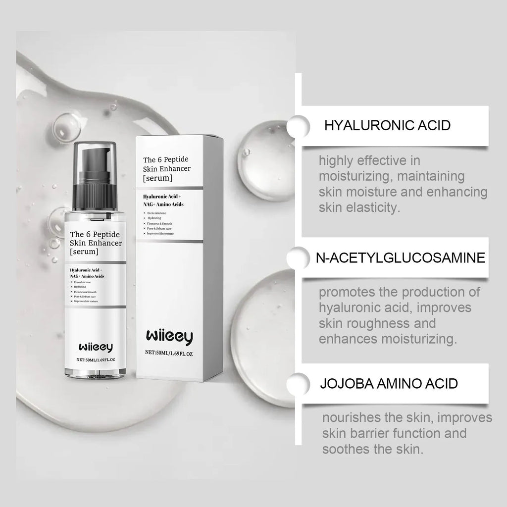 50ml skin enhancer serum bottle with hyaluronic acid and acetyl hexapeptide-8 for face repair