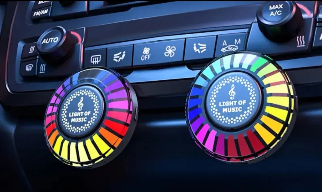 Car air vent aromatherapy device with built-in RGB LED lights for odour control and interior illumination
