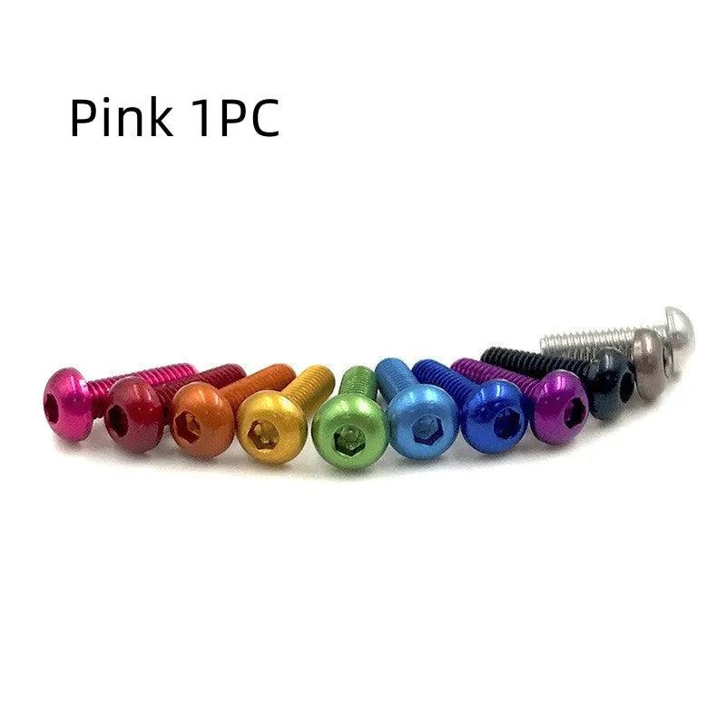 M3 8mm aluminium alloy semicircle head hexagon colour screws in pink and light blue