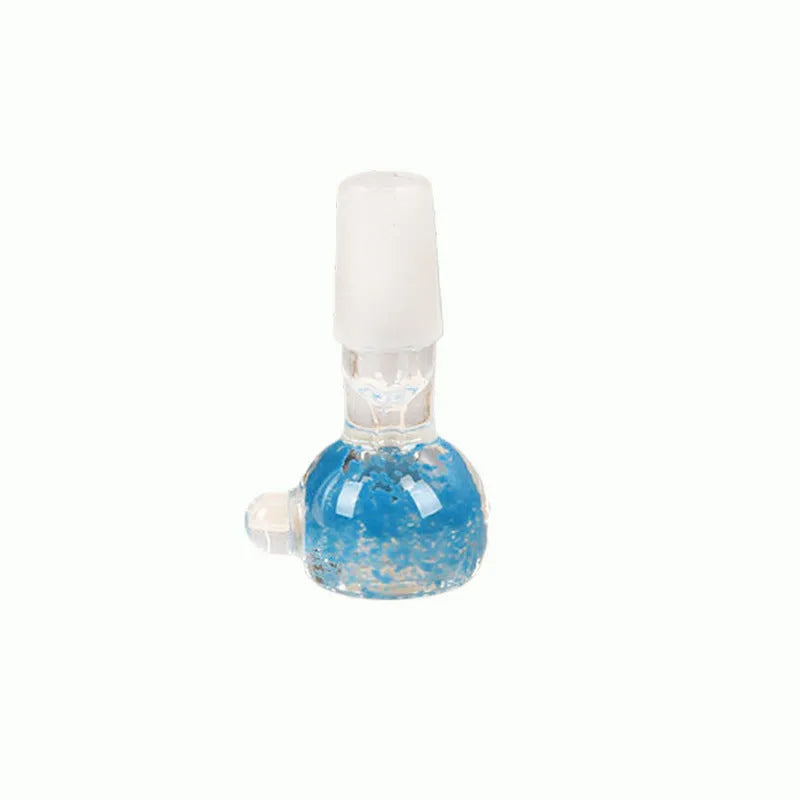 Transparent coloured glass trumpet pipe measuring 7cm length in geometric design.