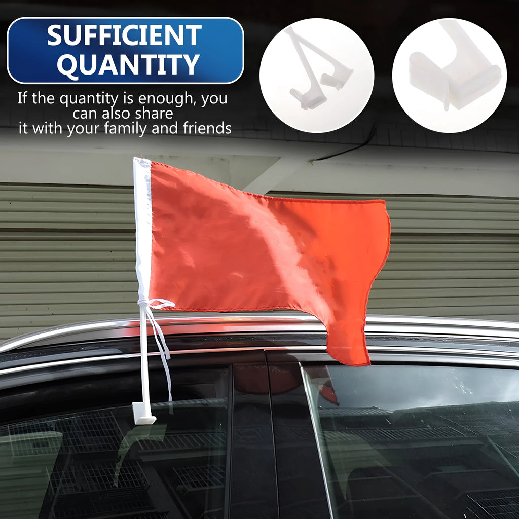Ten white PP plastic car window flag pole holder clips on a plain background.