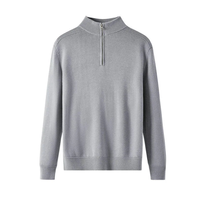 Men's slim fit casual wool sweater in black, a long sleeved thickened pullover.