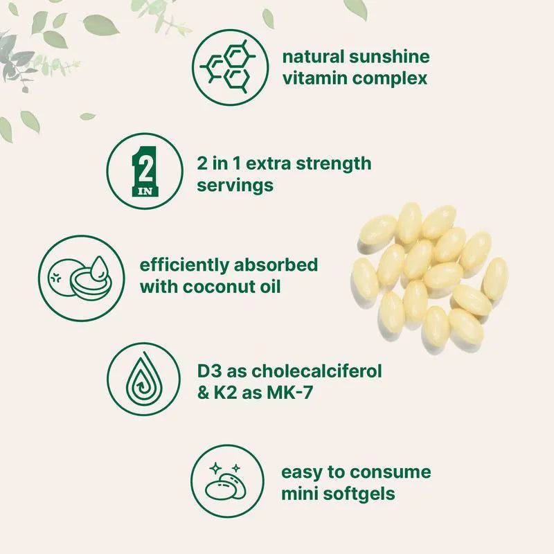 Vitamin D3 K2 soft capsules 180 tablets in picture colour bottle