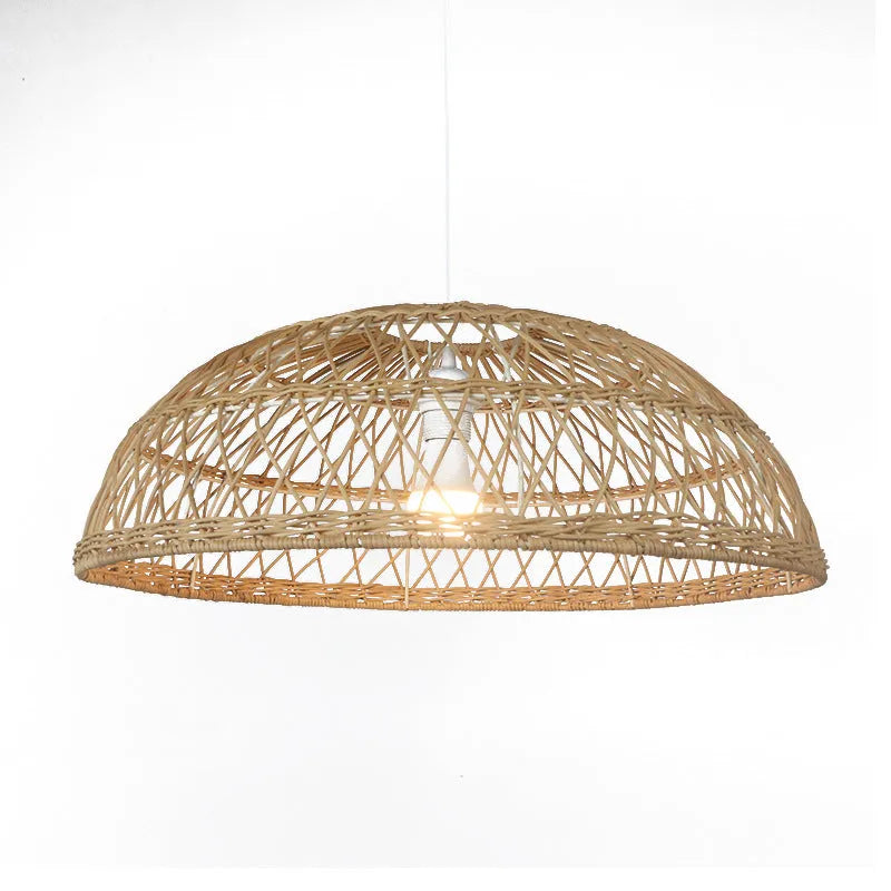 Hand-woven bamboo chandelier lampshade 60cm diameter natural strips ceiling light