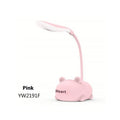 Cartoon USB learning table lamp with plastic shade and button switch, available in kitten colours