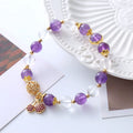 Purple amethyst crystal bracelet with micro-inlaid cherry flower design for women