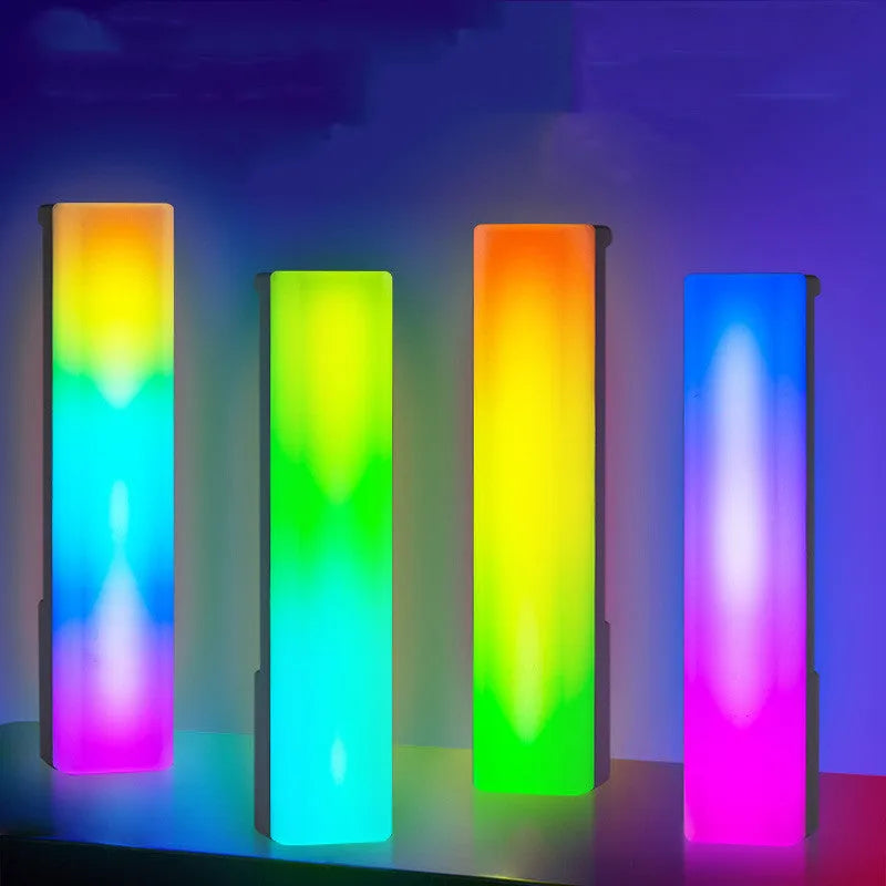 3D RGB music voice-activated rhythm ambiance lamp in black or white with colourful lighting