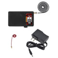 Compact black ABS electromagnetic pulse detector with 150MHz frequency and lithium battery, dimensions 85x50x21mm